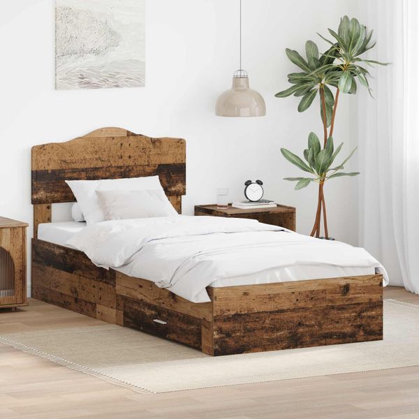 vidaXL Rám postele Staré drevo 90 x 190 cm Kompozitné drevo
