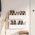 vidaXL Nástenné stojany na topánky 2 ks biele 59x9x23 cm borovica