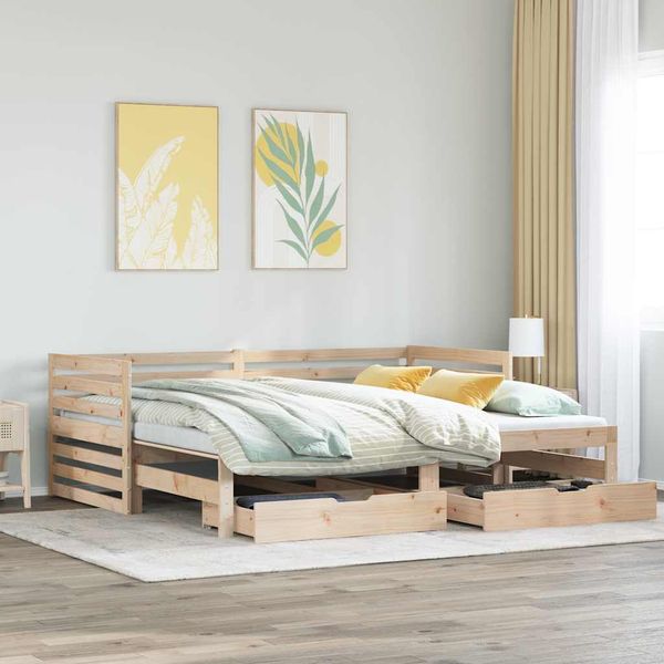 vidaXL Denná posteľ so zásuvkami 90x200 cm masívna borovica