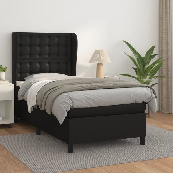 vidaXL Boxspring posteľ s matracom čierna 80x200 cm umelá koža