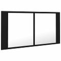 vidaXL LED kúpeľňová zrkadlová skrinka čierna 90x12x45 cm akryl