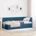 vidaXL Rohový rám postele s čelnou doskou Modrá 90 cm x 190 cm Zamat