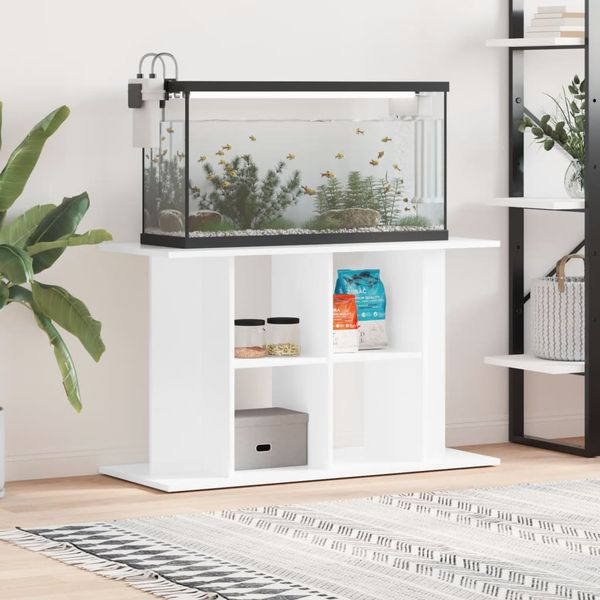 VidaXL Stojan na akvárium lesklý biely 100x40x60 cm kompozitné drevo