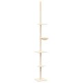 vidaXL Strom pre mačky od podlahy po strop krémový 263,5-289,5 cm