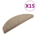 vidaXL Kobercové nášľapy na schody 15 ks hnedé 65x21x4 cm