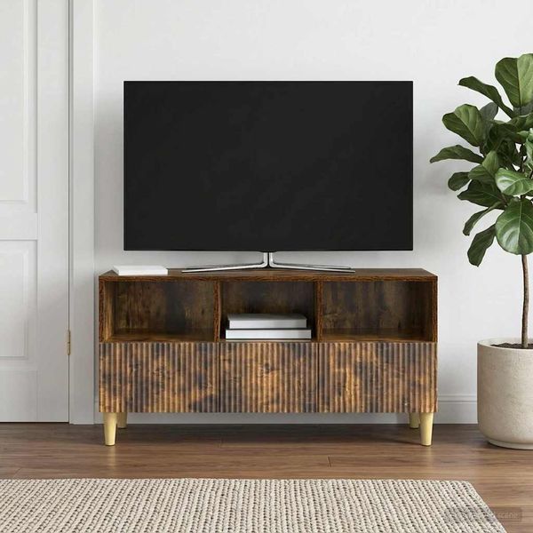 vidaXL TV skrinka Dymový dub 102 x 34,5 x 50 cm Kompozitné drevo
