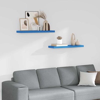 vidaXL Plávajúce nástenné police 2 ks modré 80x23,5x3,8 cm MDF