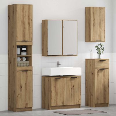 vidaXL Sada kúpeľňového nábytku 3 pcs Remeselný dub Kompozitné drevo