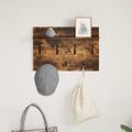 vidaXL Vešiak na stenu Nástenná montáž Dymová dub 60 x 40 x 12 cm