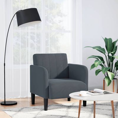 vidaXL Rozkladacia pohovka s podrúčkami, tmavosivá, 54 cm, zamatová