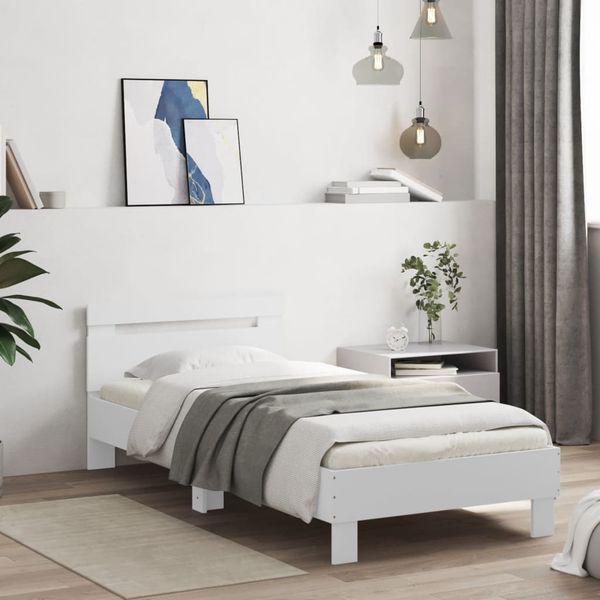 vidaXL Posteľný rám s čelom biely 90x190 cm kompozitné drevo