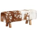vidaXL Lavica hnedo-biela 110x30x45 cm pravá kozia koža