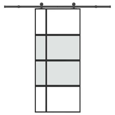 VidaXL posuvné dvere so sadou kovania 90x205 cm tvrdené sklo a hliník