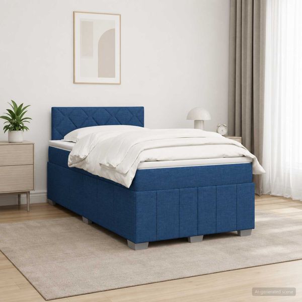 vidaXL Posteľ boxspring s matracom Modrá 120 x 190 cm Látka