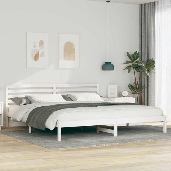 vidaXL Rám postele Biela 180 x 220 cm Masívne borovicové drevo