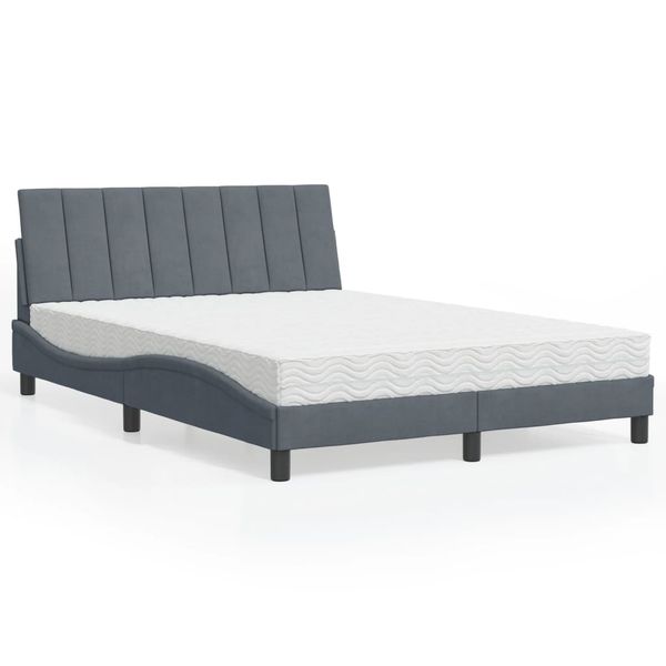 vidaXL Posteľ s matracom Hanko tmavosivý 140x200 cm zamat
