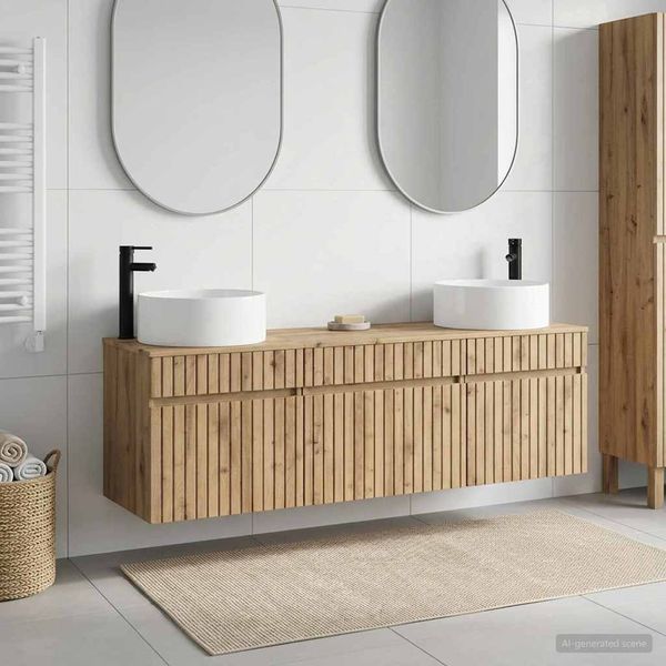 vidaXL Set kabinetov do kúpeľne 3 ks Dub artisan 49 x 44,5 x 65,5 cm