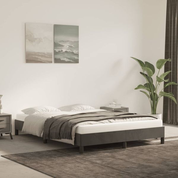vidaXL Posteľ bez matraca tmavosivý 140x190 cm zamat