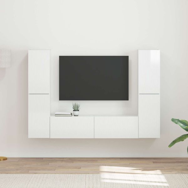 vidaXL Zostava TV skriniek 6 pcs Vysoký lesk bielej Kompozitné drevo