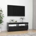 vidaXL TV skrinka s LED svetlami lesklá čierna 100x35x40 cm