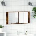 vidaXL LED kúpeľňová zrkadlová skrinka dymový dub 100x12x45 cm