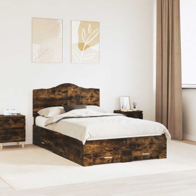 vidaXL Rám postele Dymová dub 135 x 190 cm Kompozitné drevo