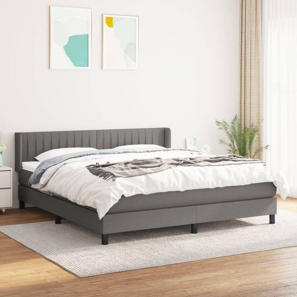 vidaXL Boxspring posteľ s matracom tmavosivá 160x200 cm látka
