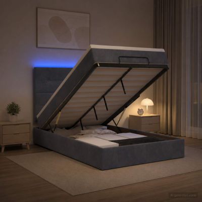 vidaXL Ottoman posteľ s matracom a LED Tmavosivá 120 x 200 cm Zamat