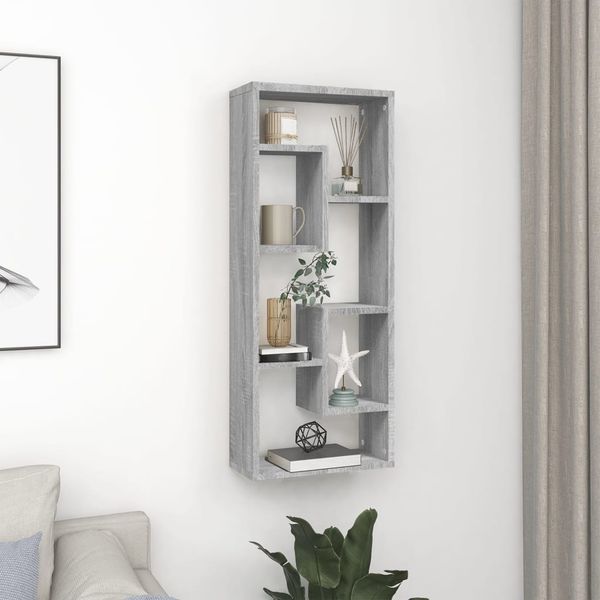 vidaXL Nástenná polica sivá sonoma 36x16x90 cm spracované drevo