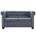vidaXL 2-miestna pohovka Chesterfield, umelý semiš, sivá