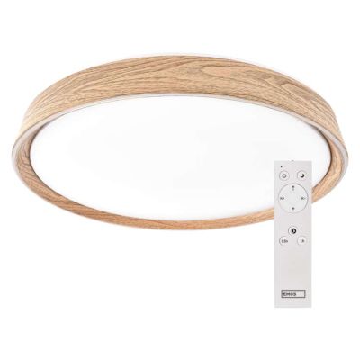 LED nástenné svietidlo ILVI, kruhové 30 W, stmievanie + CCT, drevo