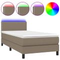 vidaXL Posteľ boxsping s matracom a LED sivohnedá 80x200 cm látka