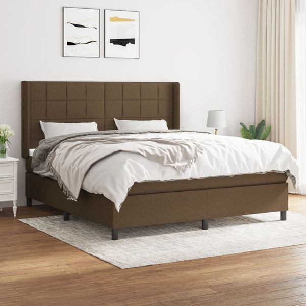 vidaXL Boxspring posteľ s matracom tmavohnedá 180x200 cm látka