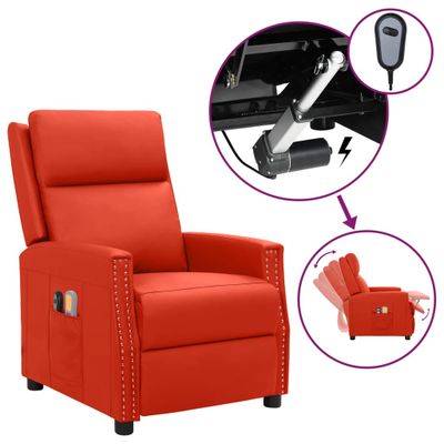 vidaXL Elektrické masážne kreslo červené umelá koža