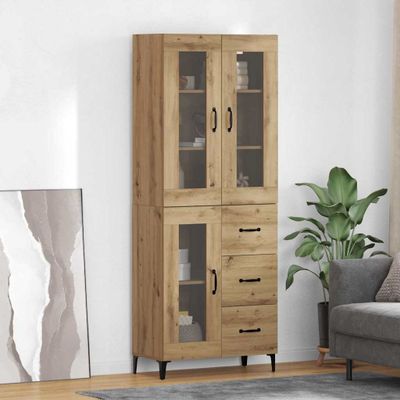 vidaXL Highboard Remeselný dub 69,5 x 34 x 180 cm Kompozitné drevo