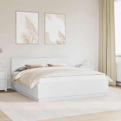 vidaXL Rám postele s čelnou doskou Biela 180 x 200 cm Kompozitné drevo