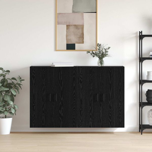 vidaXL Nástenná skrinka Nástenný 2 pcs Čierny dub 69,5 x 34 x 90 cm