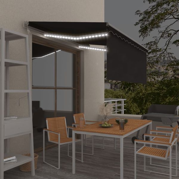 vidaXL Automatická markíza tienidlo&LED&senzor vetra antracitová