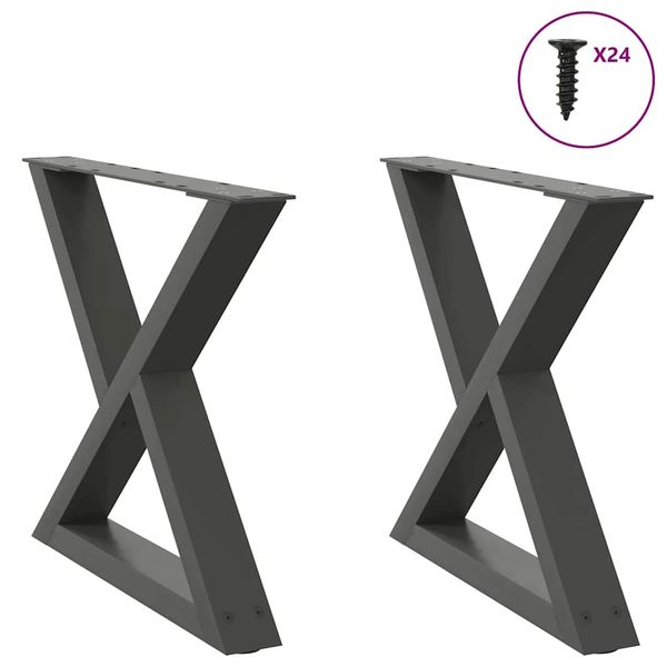 vidaXL Nohy konferenčného stolíka 2 ks antracitové 60x(42-43,3) cm oceľové