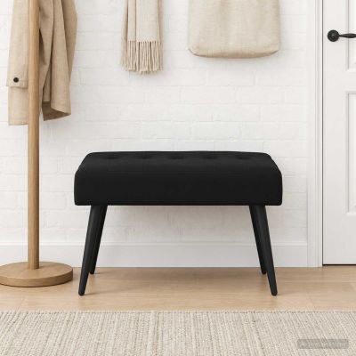 vidaXL Lavica s gombíkovým prešívaním Čierna 60 x 40 x 45 cm Zamat