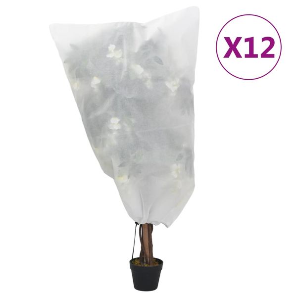 vidaXL Flísové kryty na rastliny so šnúrkou 12 ks 70 g/m² 0,8x0,8 m