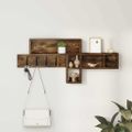 vidaXL Vešiak na stenu Nástenná montáž Dymová dub 100 x 12 x 43,5 cm
