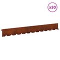 vidaXL Obrubník trávnika 30 ks 102 x 10 x 4 cm Oceľ Hrdzavý
