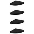 vidaXL Plávajúce rohové police 4 ks, čierne 25x25x3,8 cm, MDF