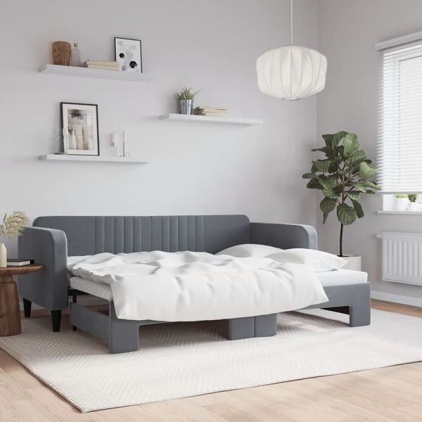 vidaXL Denná posteľ s rozkladacou posteľou tmavosivá 80x200 cm zamat