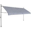 vidaXL Ručne zaťahovacia markíza s LED 350 cm, modro biela