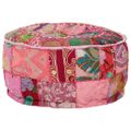vidaXL Patchwork taburetka z bavlny okrúhla 40x20 cm ružová