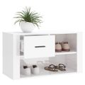 vidaXL Botník lesklý biely 80x35x45 cm spracované drevo