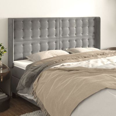 vidaXL Čelo postele so záhybmi bledosivé 183x16x118/128 cm zamat