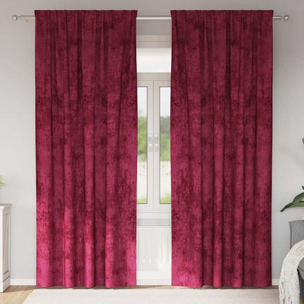 vidaXL Sametové závesy 2 pcs vínovo červená 225 x 140 cm Zamat